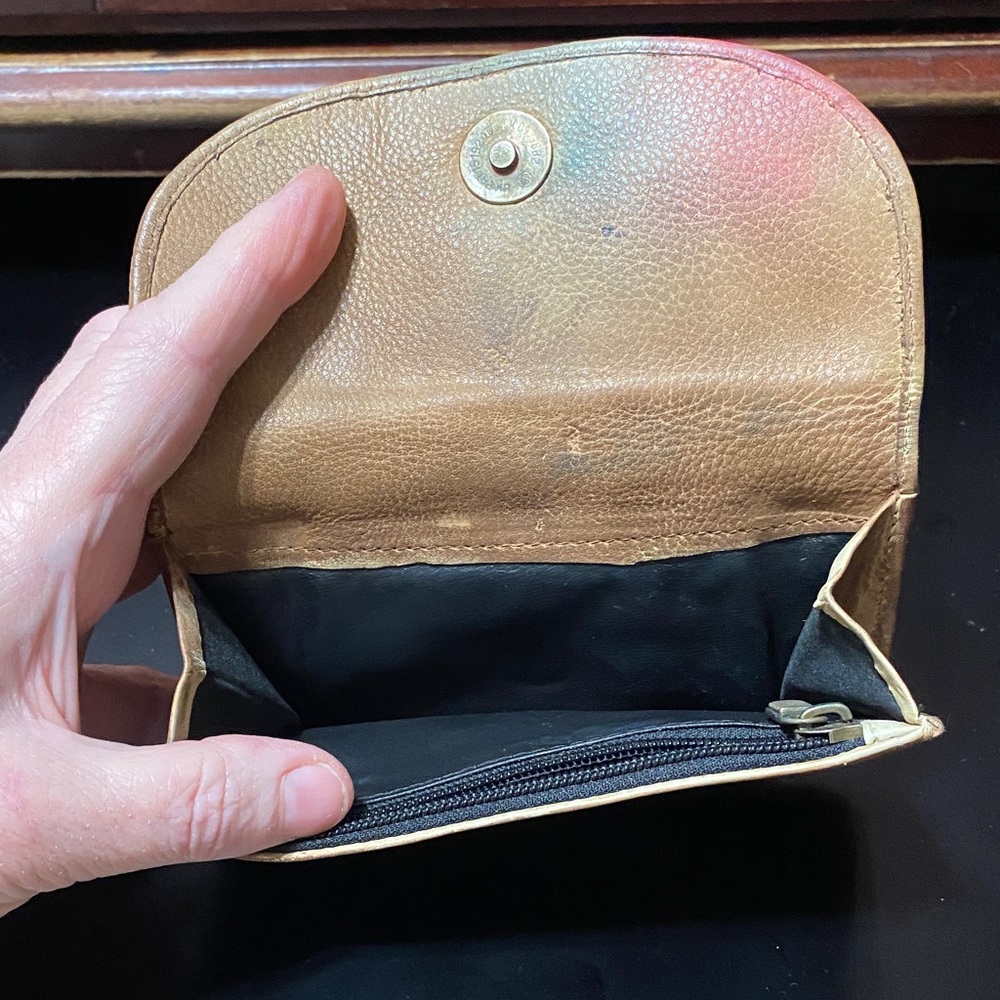 Vintage Sova hand painted Floral Leather small wallet - Picture 7 of 16